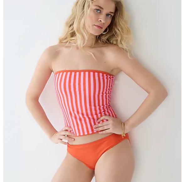 J. Crew Other - J.Crew Tube swim top and bottoms in reversible pink stripe M/L